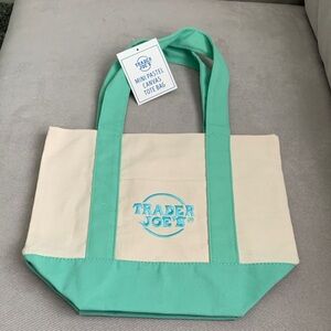 Trader Joe’s Mint Green and Cream Canvas Mini Tote Bag